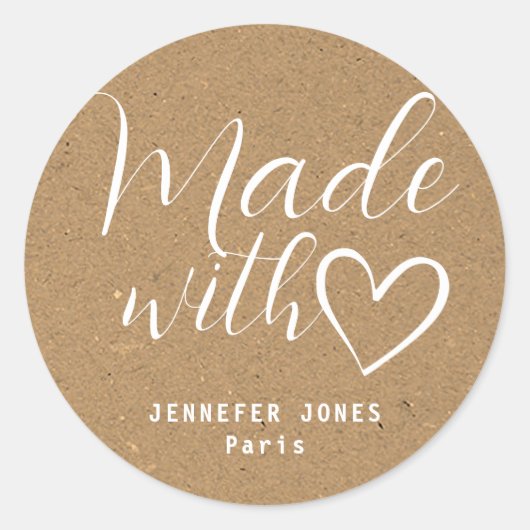 Eenvoudig minimalistisch kraftpapier gemaakt met l ronde sticker (Voorkant)