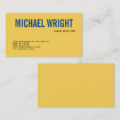 Eenvoudig minimalistisch laaggele platte blauwgeel visitekaartje (Voorkant / Achterkant)