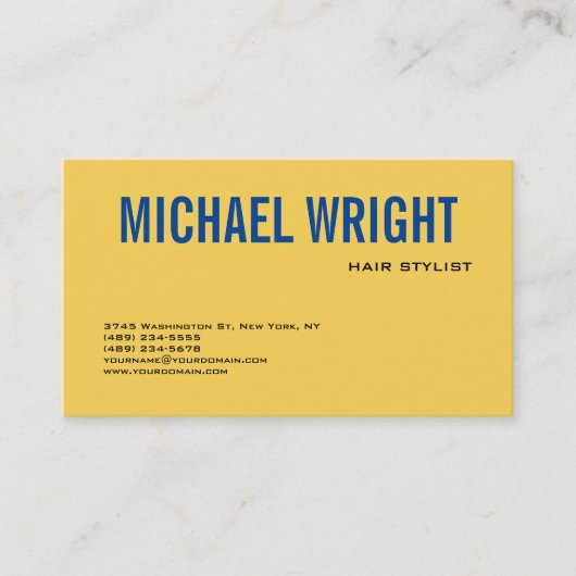 Eenvoudig minimalistisch laaggele platte blauwgeel visitekaartje (Voorkant)