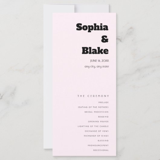 Eenvoudig Minimalistisch Lavendel Blush Trouwprogr (Voorkant)