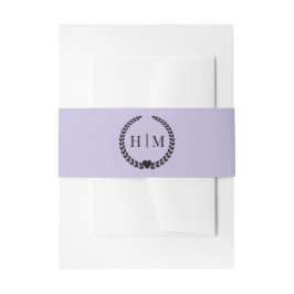 Eenvoudig Minimalistisch Lavendel Paars Monogram Uitnodigingen Wikkel