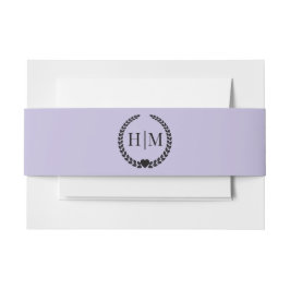 Eenvoudig Minimalistisch Lavendel Paars Monogram Uitnodigingen Wikkel