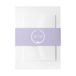 Eenvoudig Minimalistisch Lavendel Paars Monogram Uitnodigingen Wikkel