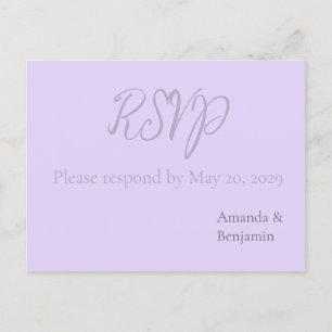 Eenvoudig minimalistisch lavender Weddenschap RSVP Briefkaart