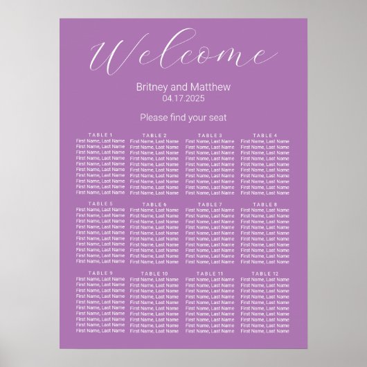 Eenvoudig minimalistisch lavender Wedding Seding C Poster (Voorkant)