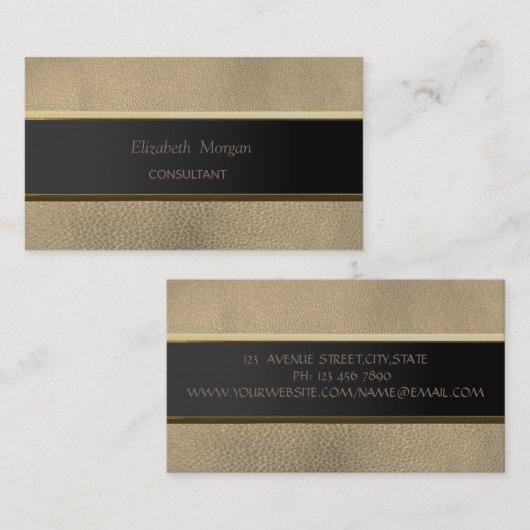 Eenvoudig minimalistisch, leder uit de strip visitekaartje (Voorkant / Achterkant)