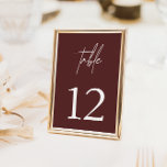 Eenvoudig minimalistisch legant Bourgogne Kaart<br><div class="desc">Help uw gasten hun weg met deze dubbele lijst nummerkaarten vinden. Het ontwerp is voorzien van een handgeschreven lettertype en een modern, minimalistisch ontwerp. Om lijstaantal te veranderen, klik "personalize". Ontworpen om te coördineren met voor het Collectie van de Uitnodiging van de Weddenschap "AURORA". Uitzicht de link collectie op deze...</div>
