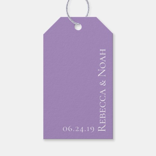 Eenvoudig minimalistisch legant lavender Text Wedd Cadeaulabel (Voorkant)