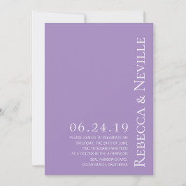 Eenvoudig minimalistisch legant lavender Text Wedd Kaart