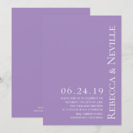 Eenvoudig minimalistisch legant lavender Text Wedd Kaart