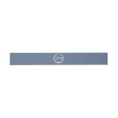 Eenvoudig Minimalistisch Leiste Blau Monogram Uitnodigingen Wikkel (Vlak)