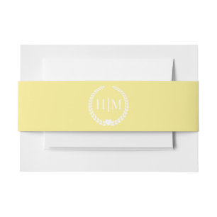 Eenvoudig Minimalistisch Licht Goudgeel Monogram Uitnodigingen Wikkel