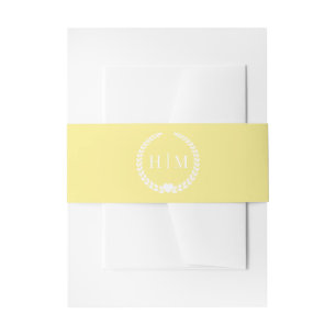 Eenvoudig Minimalistisch Licht Goudgeel Monogram Uitnodigingen Wikkel