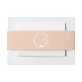 Eenvoudig minimalistisch licht pastelperzik monogr uitnodigingen wikkel