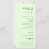 Eenvoudig Minimalistisch Lichtgroen Trouwprogramma (Achterkant)