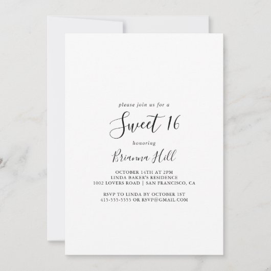 Eenvoudig minimalistisch lief 16 verjaardagsfeestj kaart (Voorkant)