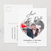 Eenvoudig minimalistisch liefdeshart Fotoscript B& Aankondigingskaart (Voorkant / Achterkant)