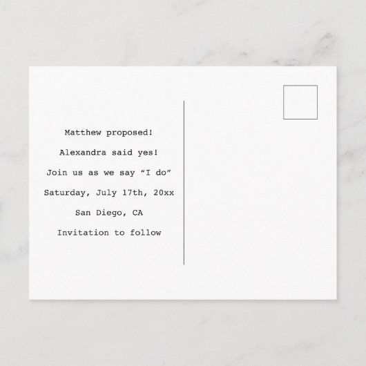 Eenvoudig minimalistisch liefdeshart Fotoscript B& Aankondigingskaart (Achterkant)