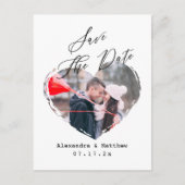 Eenvoudig minimalistisch liefdeshart Fotoscript B& Aankondigingskaart (Voorkant)