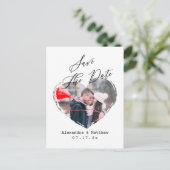 Eenvoudig minimalistisch liefdeshart Fotoscript B& Aankondigingskaart (Staand voorkant)