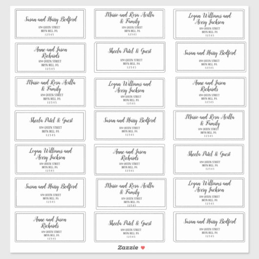 Eenvoudig minimalistisch Lijst bruiloft gastadres Sticker (Vel)