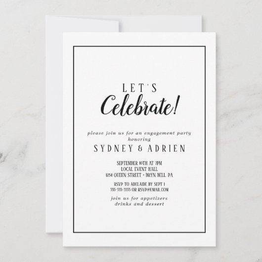 Eenvoudig minimalistisch Lijst Laten we feest vier Kaart (Voorkant)