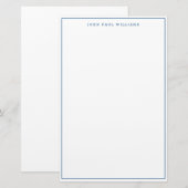 Eenvoudig minimalistisch Lijst met blauw dun Briefpapier (Voorkant / Achterkant)