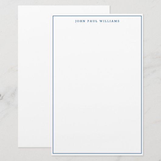 Eenvoudig minimalistisch Lijst met blauw dun Briefpapier (Voorkant / Achterkant)