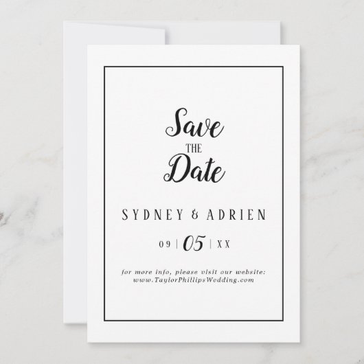 Eenvoudig minimalistisch Lijst Sla de datum op Save The Date (Voorkant)