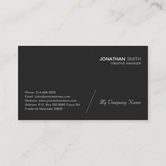 Eenvoudig Minimalistisch, luxe, Premium, zwart Visitekaartje (Achterkant)