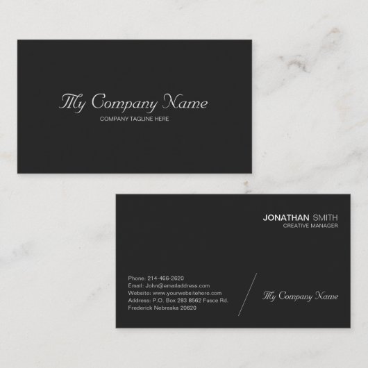 Eenvoudig Minimalistisch, luxe, Premium, zwart Visitekaartje (Voorkant / Achterkant)