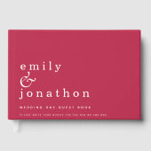 Eenvoudig minimalistisch magenta Weddenschap Gastenboek (Voorkant)