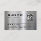 Eenvoudig minimalistisch mannelijk geborsteld meta visitekaartje (Achterkant)