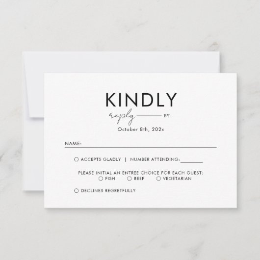 Eenvoudig Minimalistisch Manuscript Typography Wed RSVP Kaartje (Voorkant)