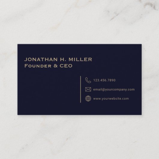 Eenvoudig minimalistisch marineblauw visitekaartje (Voorkant)