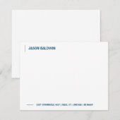 Eenvoudig minimalistisch marinenblauw Typografie M Notitiekaartje (Voorkant / Achterkant)