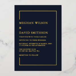 Eenvoudig minimalistisch marinevieduur folie uitnodiging