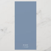 Eenvoudig minimalistisch menu Stusty Blue Wedding (Achterkant)