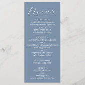 Eenvoudig minimalistisch menu Stusty Blue Wedding (Voorkant)