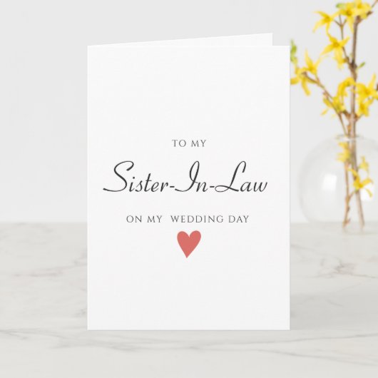 Eenvoudig minimalistisch Mijn schoonzuster, Weddin Kaart (Gele Bloem)