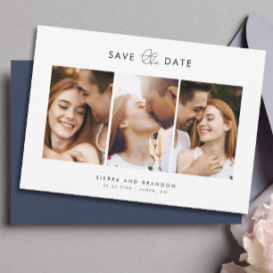 Eenvoudig Minimalistisch Modern 3 Foto Collage Scr Save The Date