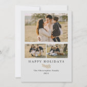 Eenvoudig minimalistisch modern 3-fotocollage-fees feestdagenkaart (Voorkant)