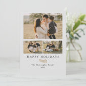 Eenvoudig minimalistisch modern 3-fotocollage-fees feestdagenkaart (Staand voorkant)