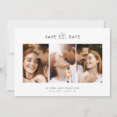 Eenvoudig minimalistisch modern 3 Photo Collage Sc Save The Date (Voorkant)