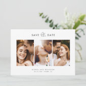 Eenvoudig minimalistisch modern 3 Photo Collage Sc Save The Date (Staand voorkant)