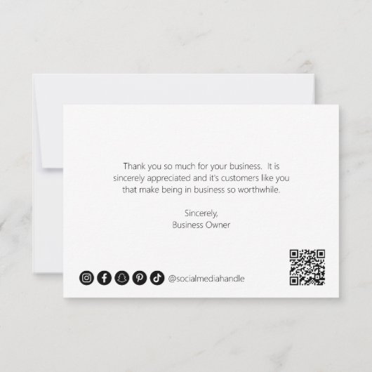 Eenvoudig minimalistisch, modern bedrijfsmodel bedankkaart (Achterkant)