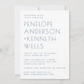 Eenvoudig minimalistisch modern blauw huwelijk kaart (Voorkant)