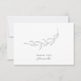 Eenvoudig minimalistisch modern Botanical Custom W Bedankkaart