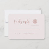 Eenvoudig minimalistisch modern Chinees roze RSVP- Kaart (Voorkant)