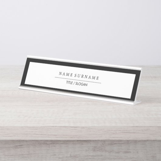 Eenvoudig Minimalistisch, modern, eenvoudig, zwart Bureau Naambordje (Voorkant)